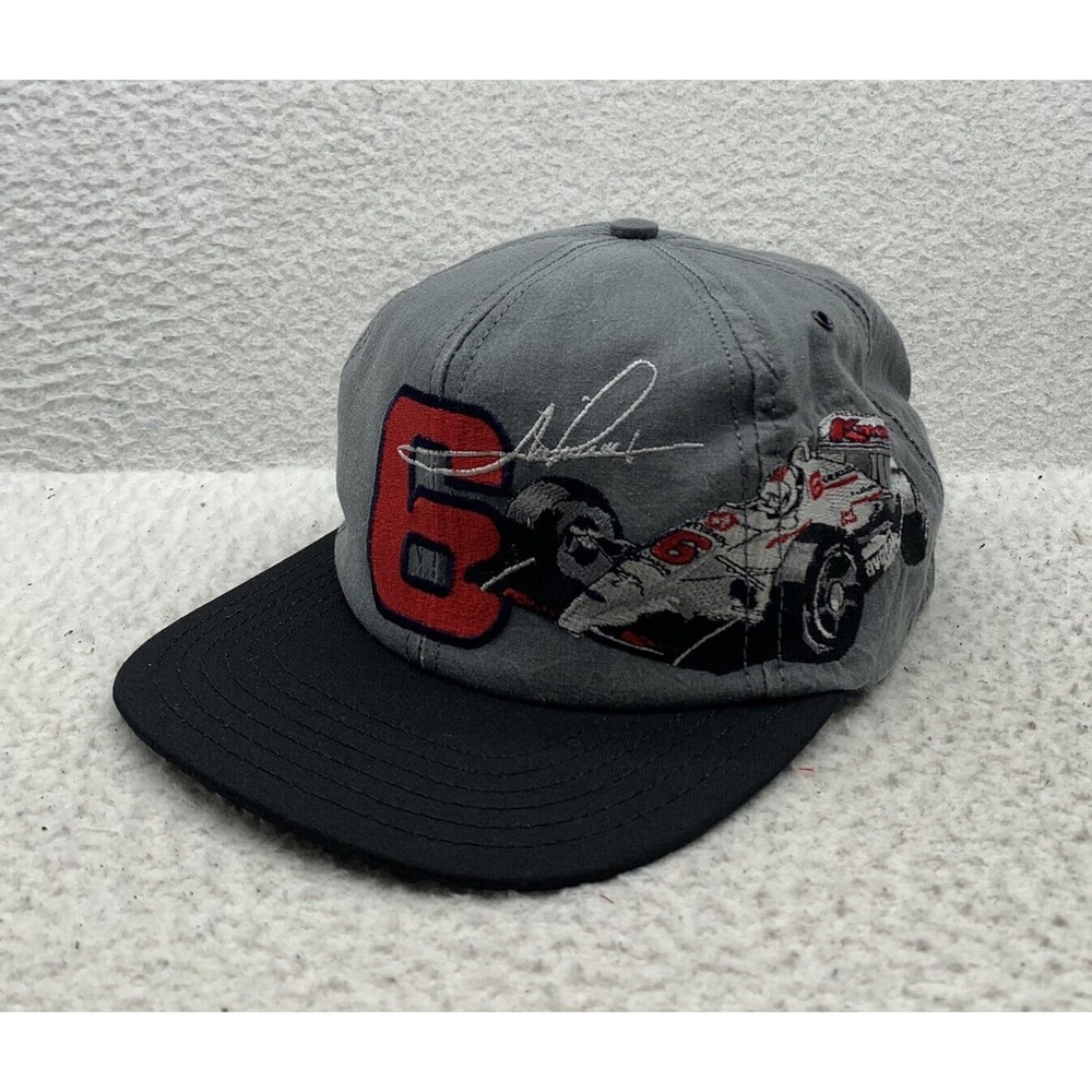 VTG Mario Andretti Snapback Hat Mens OSFM Gray Indy Racing K-Mart Valvoline Dad